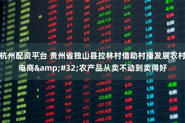 杭州配资平台 贵州省独山县拉林村借助村播发展农村电商&#32;农产品从卖不动到卖得好