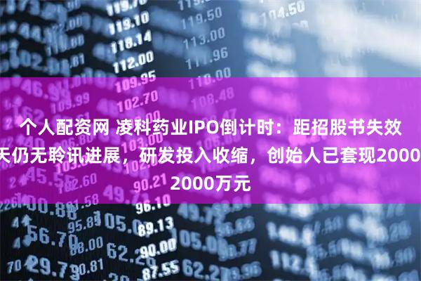 个人配资网 凌科药业IPO倒计时：距招股书失效仅2天仍无聆讯进展，研发投入收缩，创始人已套现2000万元